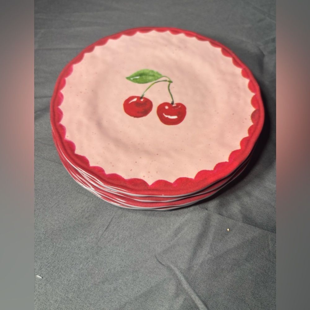 New Cherry Design Pink Plate NWT